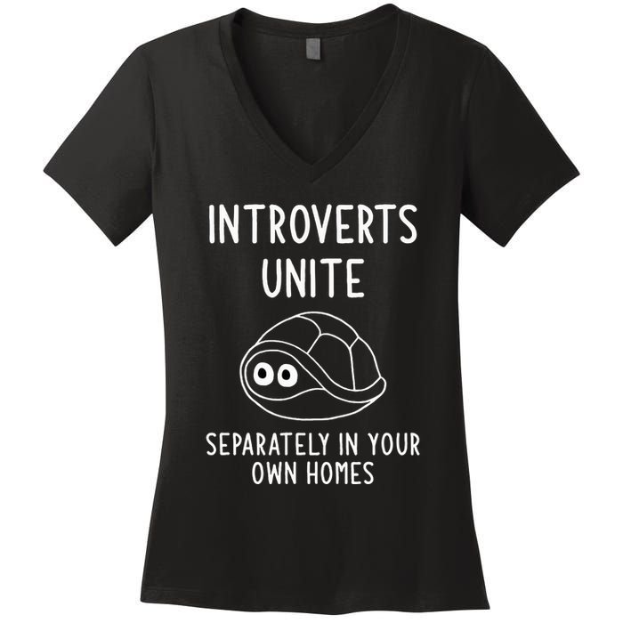Turtle Pun Introverts Unite Funny Jokes Sarcastic Women's V-Neck T-Shirt