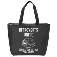 Turtle Pun Introverts Unite Funny Jokes Sarcastic Zip Tote Bag