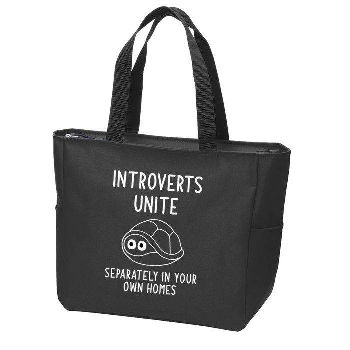 Turtle Pun Introverts Unite Funny Jokes Sarcastic Zip Tote Bag