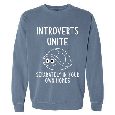 Turtle Pun Introverts Unite Funny Jokes Sarcastic Garment-Dyed Sweatshirt
