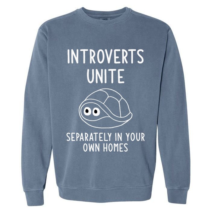 Turtle Pun Introverts Unite Funny Jokes Sarcastic Garment-Dyed Sweatshirt