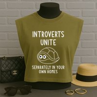 Turtle Pun Introverts Unite Funny Jokes Sarcastic Garment-Dyed Women's Muscle Tee