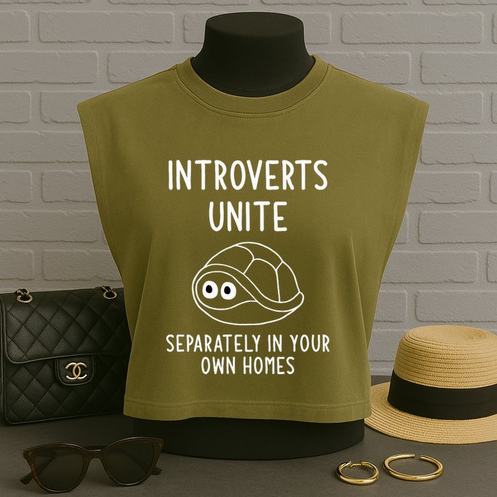 Turtle Pun Introverts Unite Funny Jokes Sarcastic Garment-Dyed Women's Muscle Tee