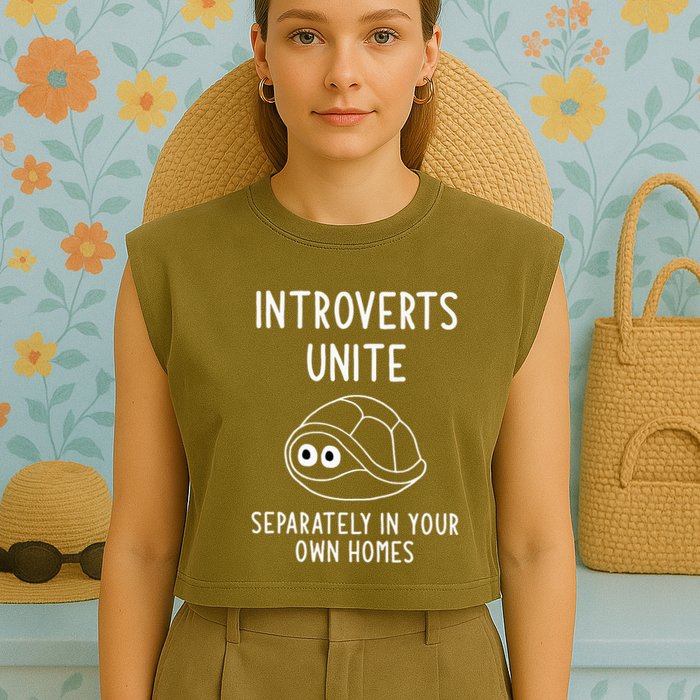 Turtle Pun Introverts Unite Funny Jokes Sarcastic Garment-Dyed Women's Muscle Tee