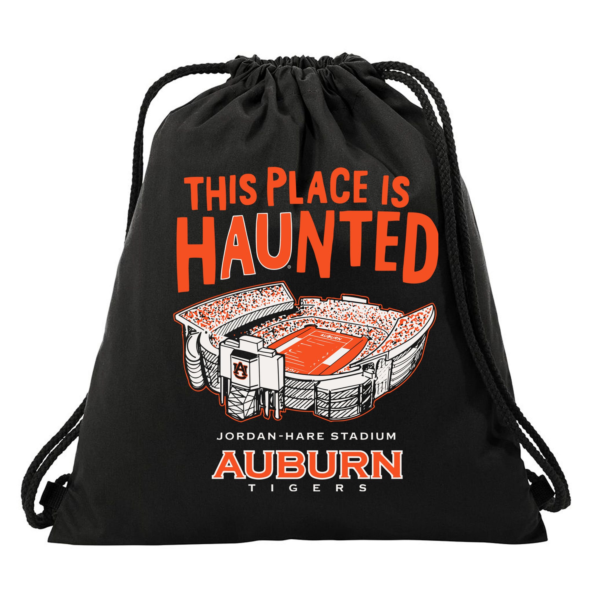 This Place Is Haunted Jordan Hare Stadium Football Team Lover Drawstring Bag