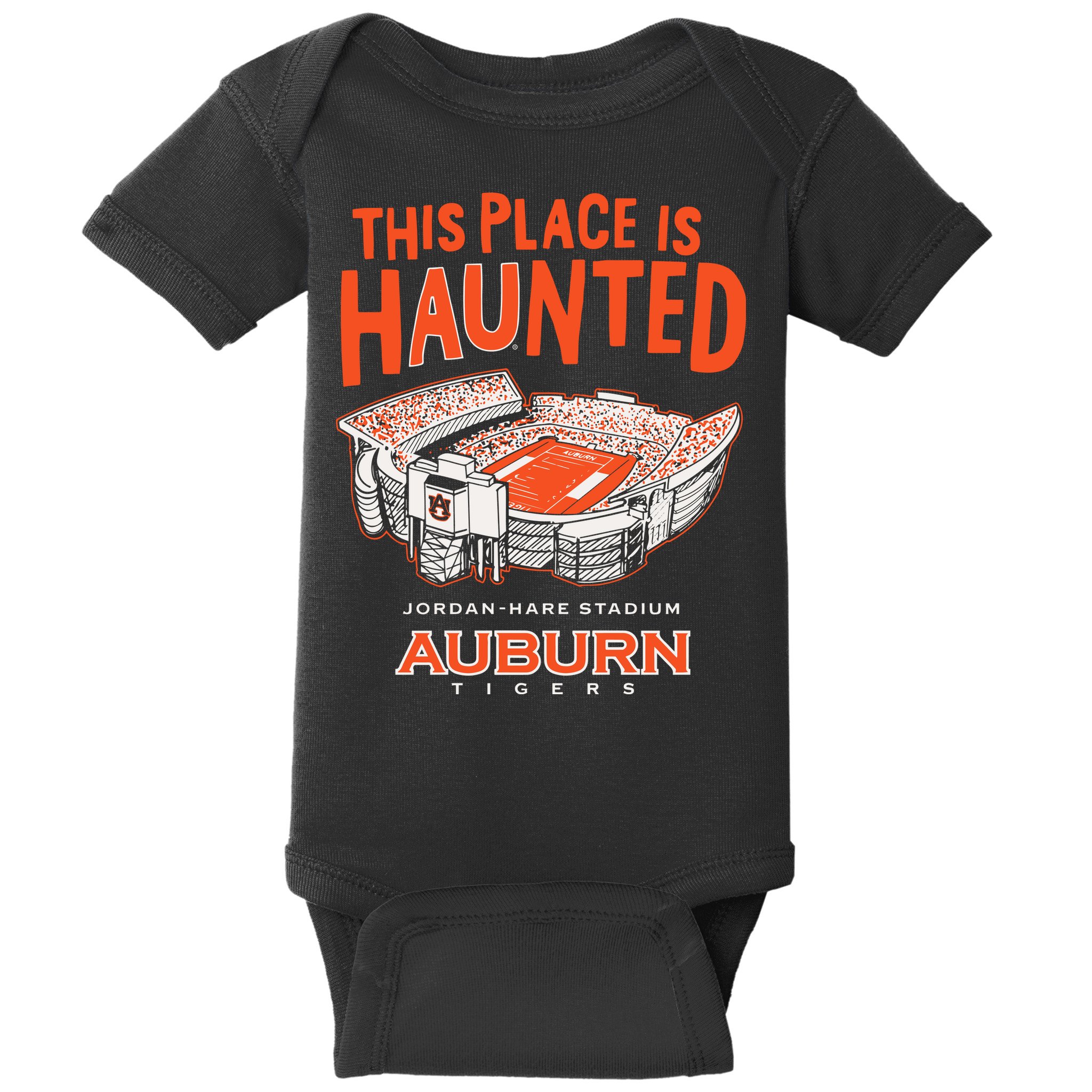 This Place Is Haunted Jordan Hare Stadium Football Team Lover Baby Bodysuit