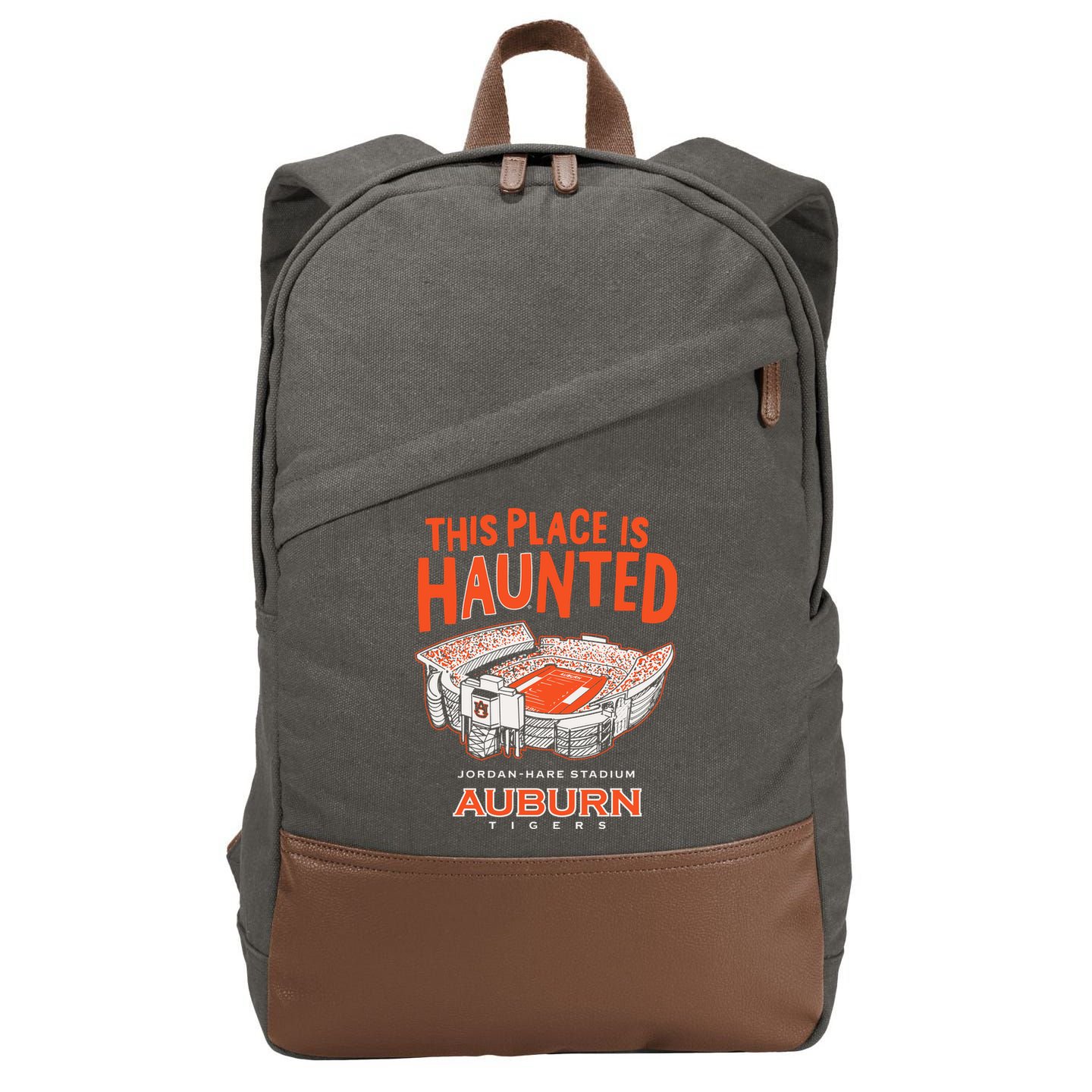 This Place Is Haunted Jordan Hare Stadium Football Team Lover Cotton Canvas Backpack