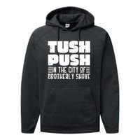 Tush Push In The City Of Brotherly Shove Funny Football Performance Fleece Hoodie