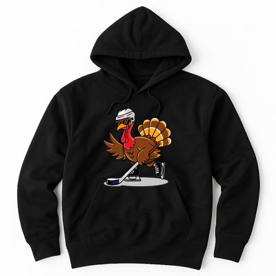 Turkey Playing Ice Hockey Happy Thanksgiving Turkey Hoodie