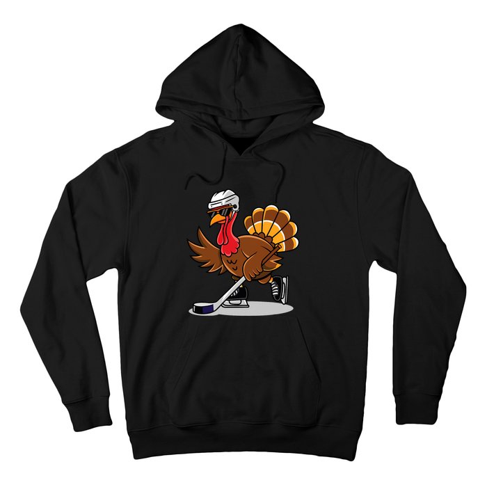 Turkey Playing Ice Hockey Happy Thanksgiving Turkey Hoodie