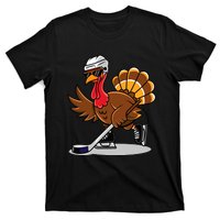 Turkey Playing Ice Hockey Happy Thanksgiving Turkey T-Shirt