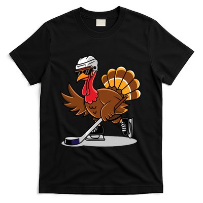 Turkey Playing Ice Hockey Happy Thanksgiving Turkey T-Shirt