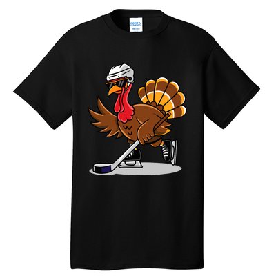 Turkey Playing Ice Hockey Happy Thanksgiving Turkey Tall T-Shirt