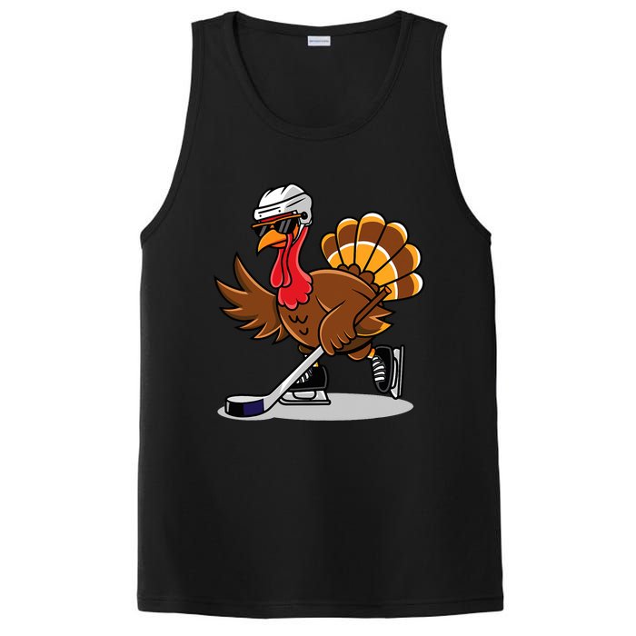 Turkey Playing Ice Hockey Happy Thanksgiving Turkey PosiCharge Competitor Tank