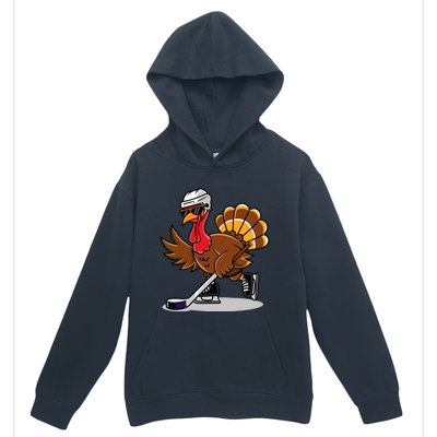 Turkey Playing Ice Hockey Happy Thanksgiving Turkey Urban Pullover Hoodie