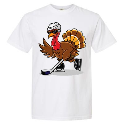 Turkey Playing Ice Hockey Happy Thanksgiving Turkey Garment-Dyed Heavyweight T-Shirt