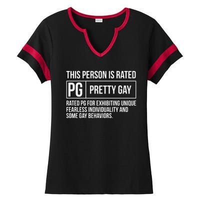 This Person Is Rated Pg Pretty Gay Funny Lgbt Joke Ladies Halftime Notch Neck Tee