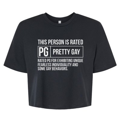 This Person Is Rated Pg Pretty Gay Funny Lgbt Joke Bella+Canvas Jersey Crop Tee