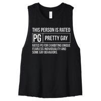 This Person Is Rated Pg Pretty Gay Funny Lgbt Joke Women's Racerback Cropped Tank