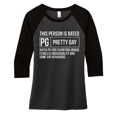 This Person Is Rated Pg Pretty Gay Funny Lgbt Joke Women's Tri-Blend 3/4-Sleeve Raglan Shirt