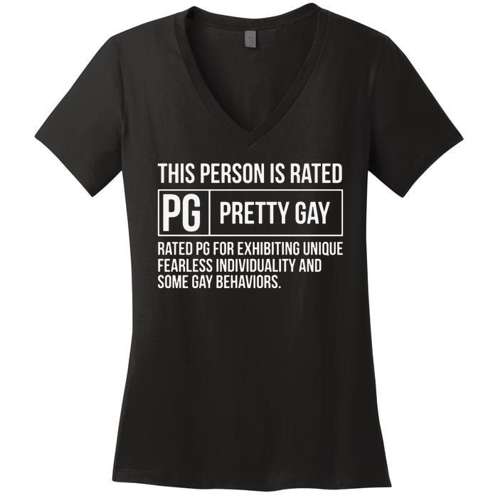 This Person Is Rated Pg Pretty Gay Funny Lgbt Joke Women's V-Neck T-Shirt