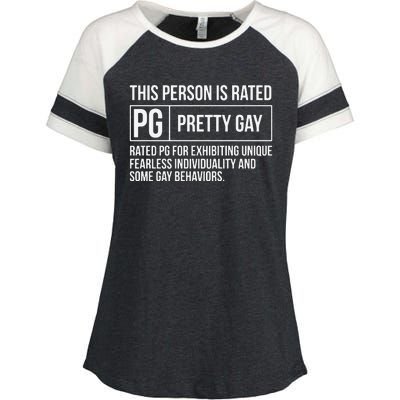 This Person Is Rated Pg Pretty Gay Funny Lgbt Joke Enza Ladies Jersey Colorblock Tee