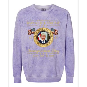 Trump Photo Inauguration Day January 2025 Usa Flag Formal Colorblast Crewneck Sweatshirt