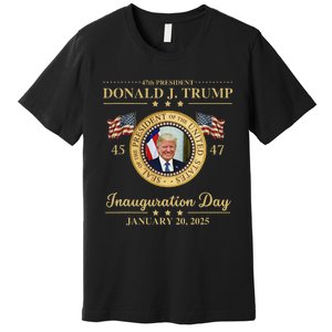 Trump Photo Inauguration Day January 2025 Usa Flag Formal Premium T-Shirt