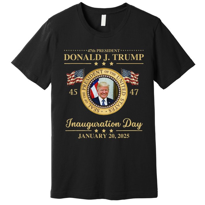 Trump Photo Inauguration Day January 2025 Usa Flag Formal Premium T-Shirt