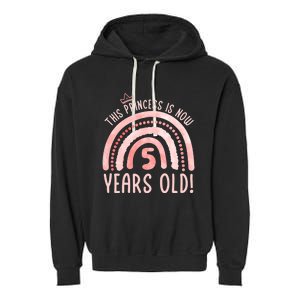  This Princess is 5 Years Old! 5th Birthday Fifth Birthday Garment-Dyed Fleece Hoodie