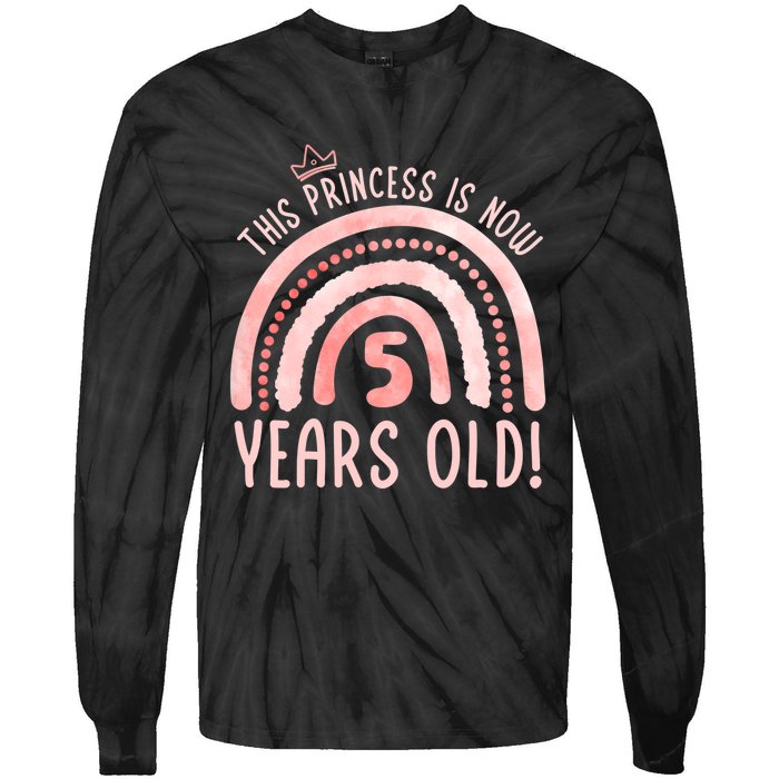  This Princess is 5 Years Old! 5th Birthday Fifth Birthday Tie-Dye Long Sleeve Shirt