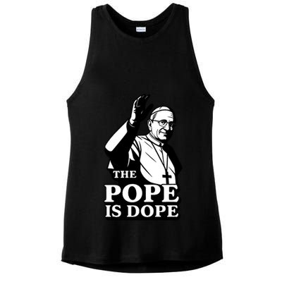 The Pope Is Dope Pope Leo XIV Ladies PosiCharge Tri-Blend Wicking Tank