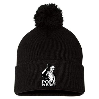 The Pope Is Dope Pope Leo XIV Pom Pom 12in Knit Beanie