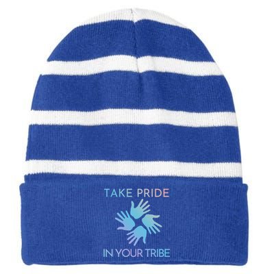 Take Pride In Your Tribe Meaningful Gift Striped Beanie with Solid Band