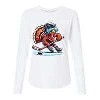 Turkey Playing Ice Hockey Happy Thanksgiving Turkey Day Womens Cotton Relaxed Long Sleeve T-Shirt