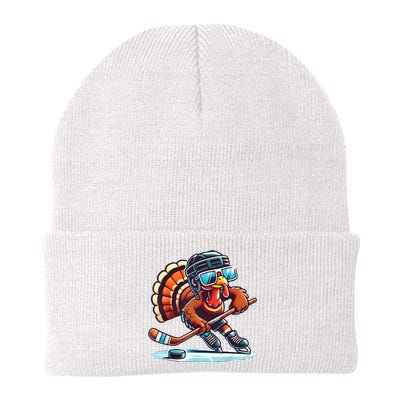 Turkey Playing Ice Hockey Happy Thanksgiving Turkey Day Knit Cap Winter Beanie