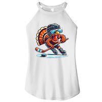 Turkey Playing Ice Hockey Happy Thanksgiving Turkey Day Women's Perfect Tri Rocker Tank