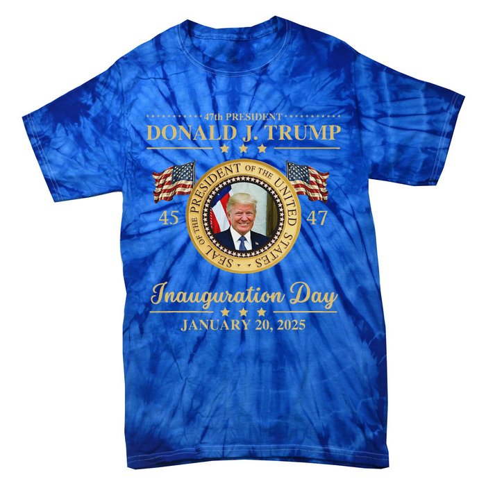 Trump Photo Inauguration Day January 2025 Usa Flag Tie-Dye T-Shirt