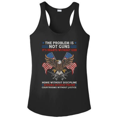 The Problem Is Not Guns ItS Hearts Without God Ladies PosiCharge Competitor Racerback Tank