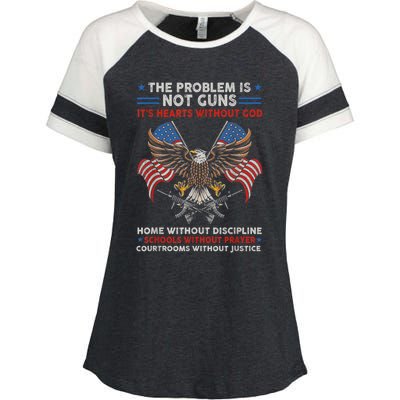 The Problem Is Not Guns ItS Hearts Without God Enza Ladies Jersey Colorblock Tee