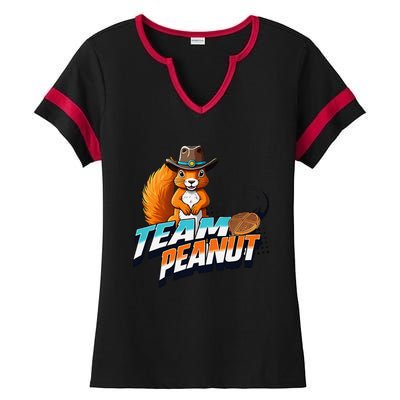 Team Peanut Justice For Peanutthe Squirrel In A Cowboy Hat Ladies Halftime Notch Neck Tee