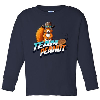 Team Peanut Justice For Peanutthe Squirrel In A Cowboy Hat Toddler Long Sleeve Shirt