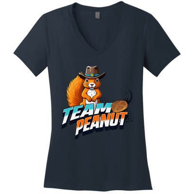 Team Peanut Justice For Peanutthe Squirrel In A Cowboy Hat Women's V-Neck T-Shirt