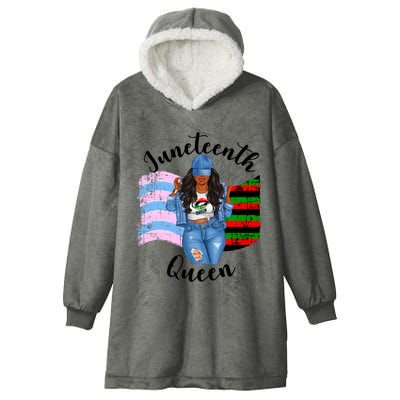 Transexual Pride Juneteenth Queen Black Mom Mamma Meaningful Gift Hooded Wearable Blanket