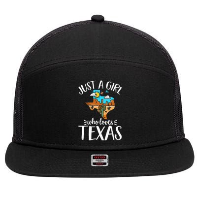 Texas Pride Kids Women Just A Who Loves Her Texas 7 Panel Mesh Trucker Snapback Hat