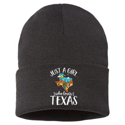 Texas Pride Kids Women Just A Who Loves Her Texas Sustainable Knit Beanie