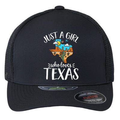 Texas Pride Kids Women Just A Who Loves Her Texas Flexfit Unipanel Trucker Cap