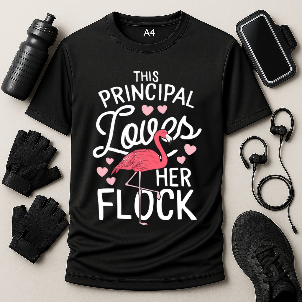 This Principal Loves Her Flock Flamingo Teacher School Gift Cooling Performance Crew T-Shirt