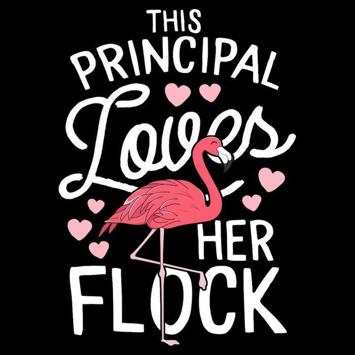 This Principal Loves Her Flock Flamingo Teacher School Gift V-Neck T-Shirt
