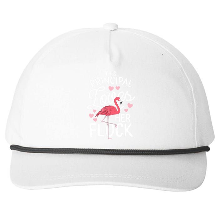 This Principal Loves Her Flock Flamingo Teacher School Gift Snapback Five-Panel Rope Hat